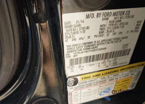 2016 Ford Expedition El Limited z USA, uszkodzony, nr VIN 1FMJK1KT1GEF32006